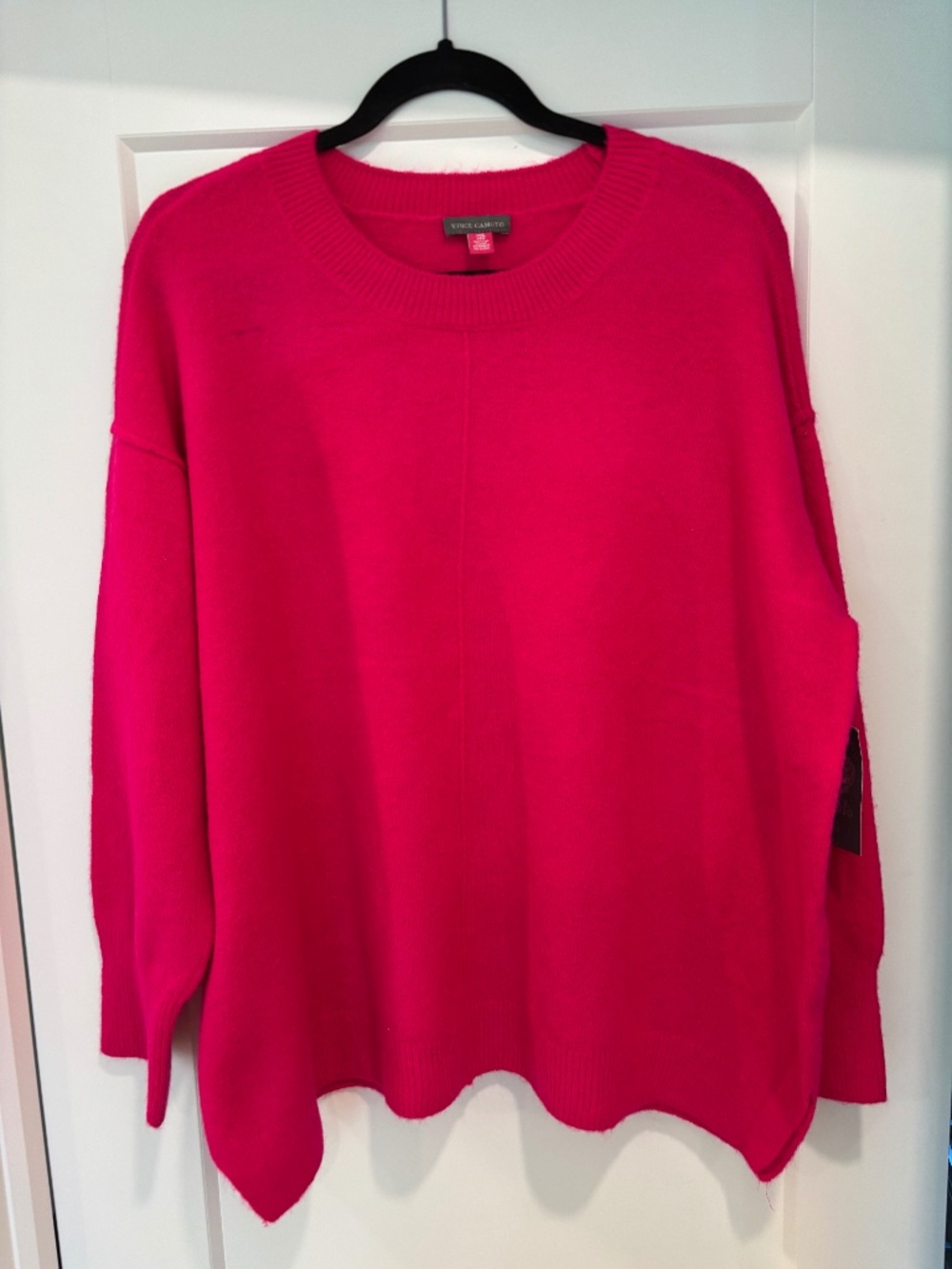 NWT Vince Camuto Electric Hot Pink Center Seam Drop Shoulder Sweater XXL